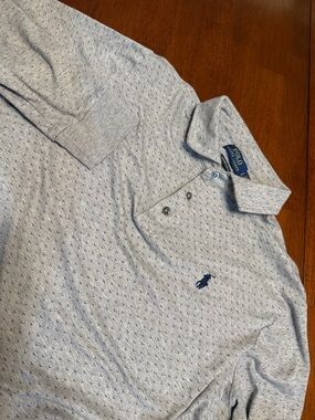 Polo Ralph Lauren Shirt Long Sleeve Size L Gray Long Sleeve Custom Slim Fit AOP